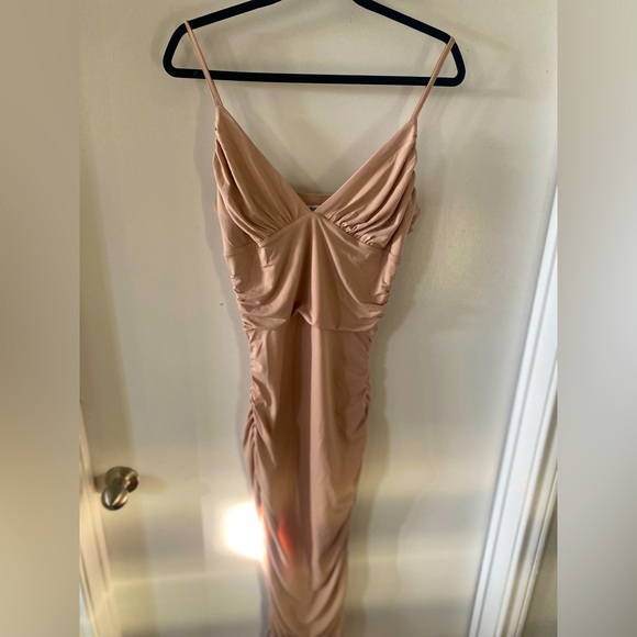 Nude A-Line Dress, 95% Polyester, 5% Spandex - Picture 1 of 9